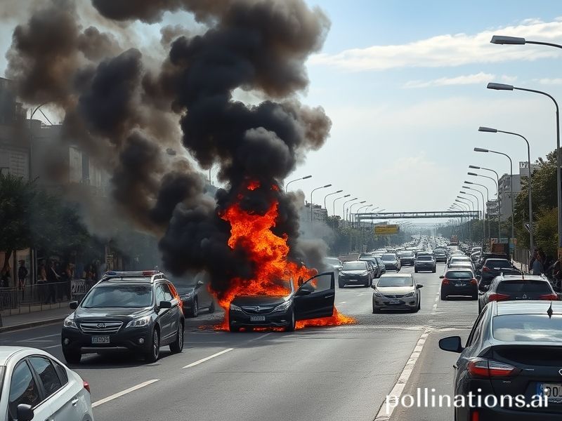 Malta Car catches fire on Floriana main road, causing standstill traffic