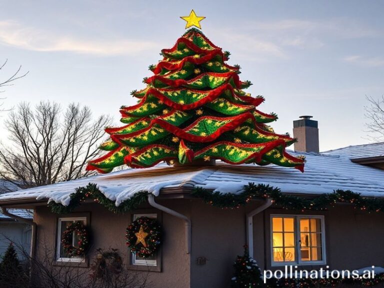 Malta Mosta engineer makes huge fabric Christmas tree, and mounts it on his roof