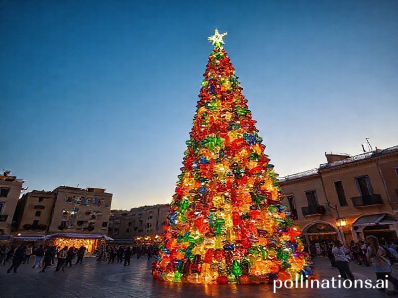 Malta Christmas tree made from 5,000 recycled bottles in Għajnsielem