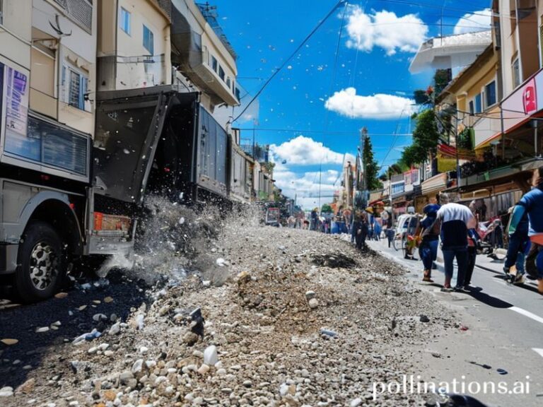 Malta Heavy truck spills construction debris on Sliema's Tower Road