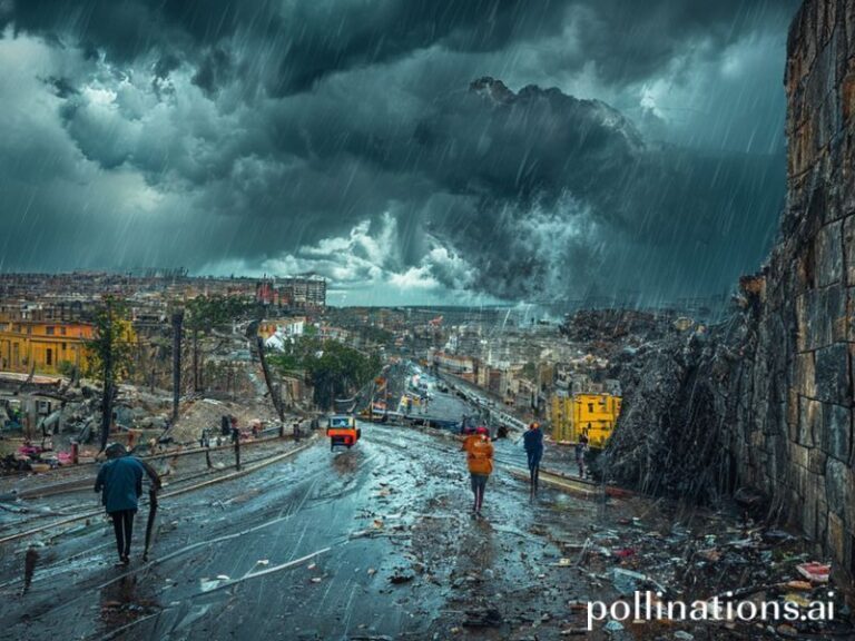 Malta Storm Harry punches a hole in wall along Valletta ring road
