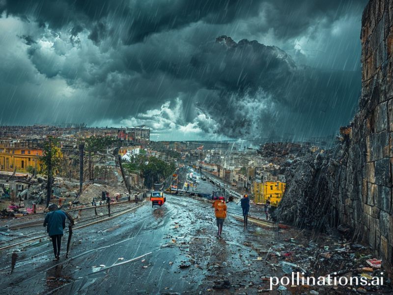 Malta Storm Harry punches a hole in wall along Valletta ring road