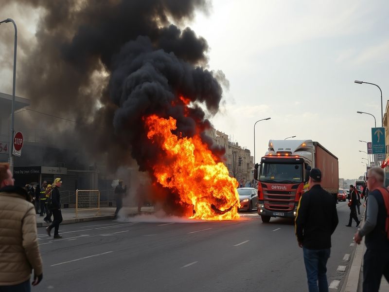 Malta Car and lorry catch fire in Żabbar