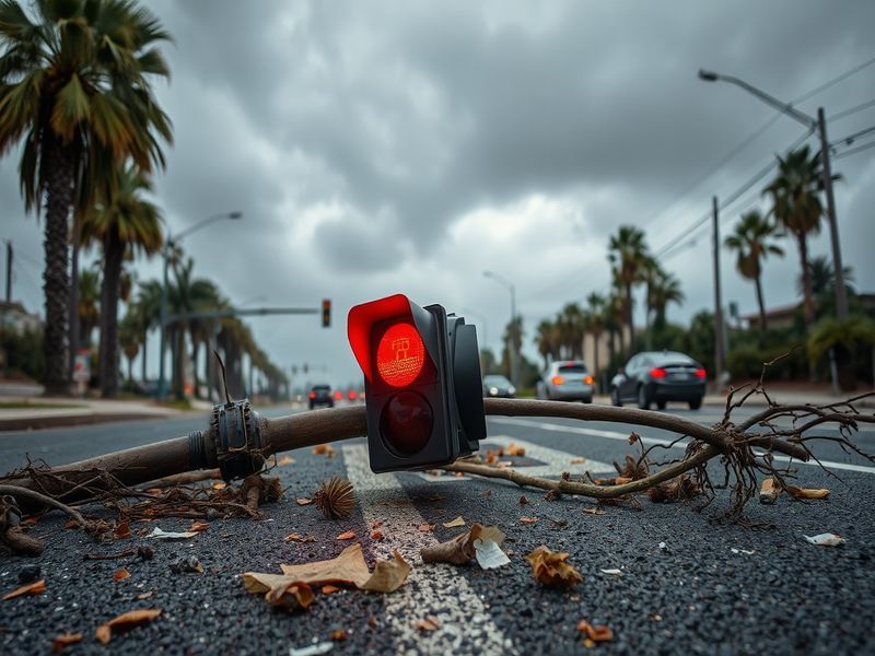 Malta Traffic light falls on Coast Road after being damaged by strong winds