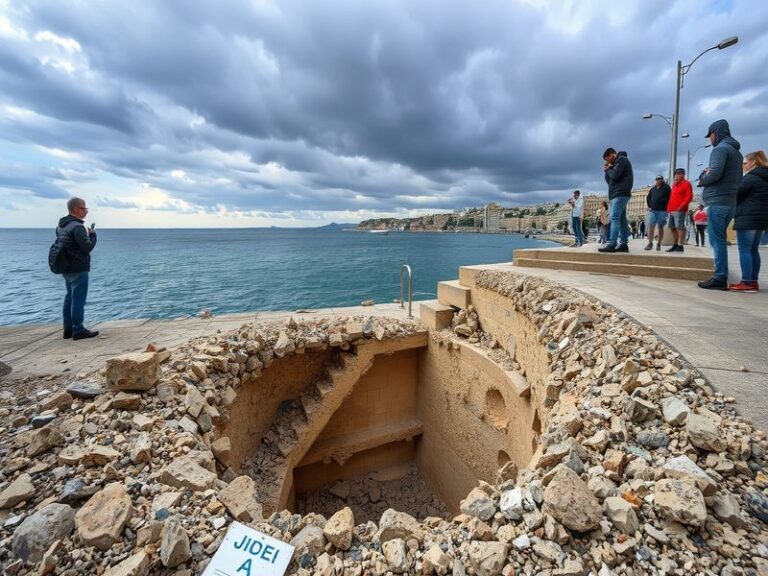 Malta Sliema promenade staircase collapse leaves gaping hole