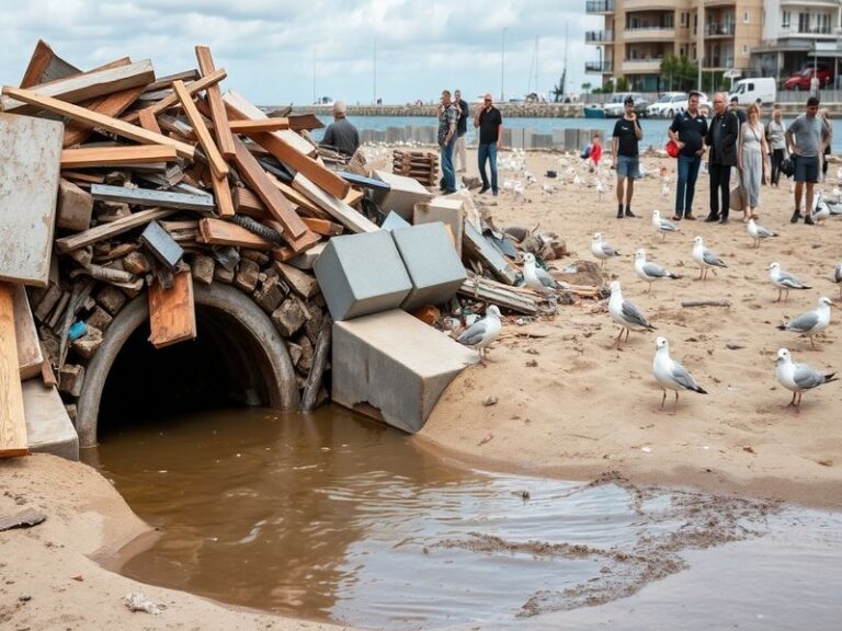 Malta Construction debris blocks sewer, leads to sewage overflow in Sliema coastline