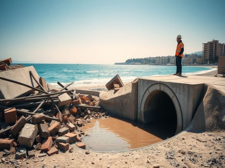Malta Construction debris blocks sewer, leads to sewage overflow in Sliema coastline