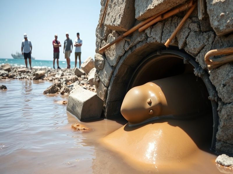 Malta Construction debris blocks sewer, leads to sewage overflow in Sliema coastline