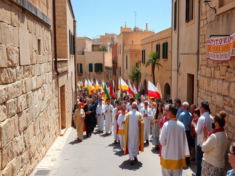 Malta Palm Sunday procession in Għajnsielem