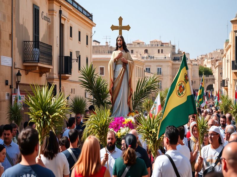 Malta Palm Sunday procession in Għajnsielem