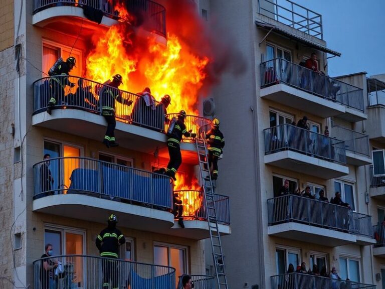 Malta Residents rescued from balconies after apartment block fire