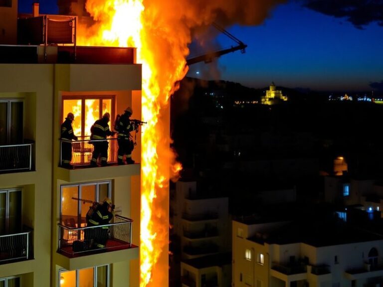 Malta Residents rescued from balconies after apartment block fire