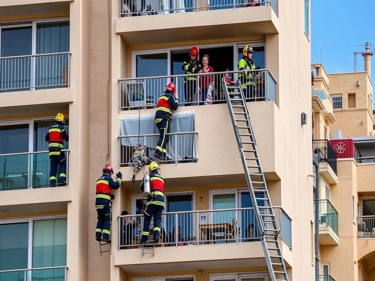 Malta Residents rescued from balconies after apartment block fire