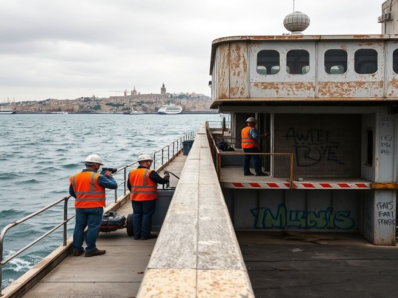Malta Valletta fast ferry terminal repairs near completion after Storm Harry damage