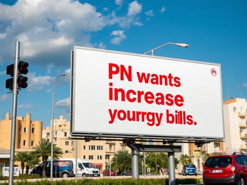 Malta PL, PN exchange billboard blows over energy subsidies