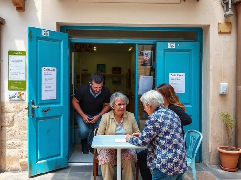 Malta At a house in Victoria, Caritas hands out food, legal aid and advice