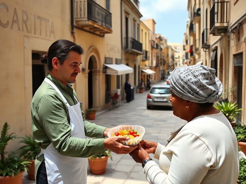 Malta At a house in Victoria, Caritas hands out food, legal aid and advice
