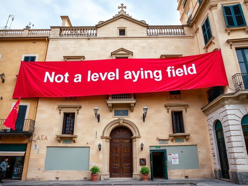 Malta 'Not a level playing field': Momentum's electoral campaign banner removed