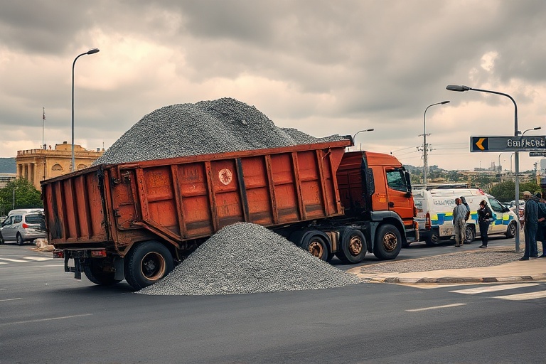 Malta Truck Overturns: Lija Roundabout in Chaos