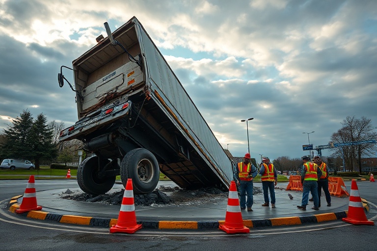 Malta Lija Roundabout Resurfacing Begins After Truck Crash