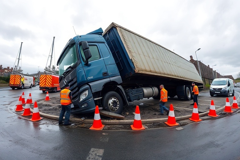 Malta Lija Roundabout Resurfacing Begins After Truck Crash