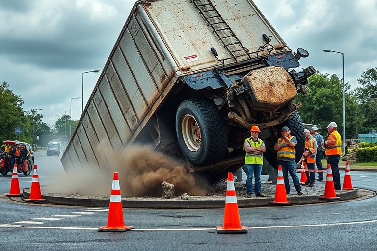 Malta Lija Roundabout Resurfacing Begins After Truck Crash