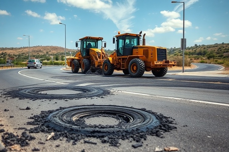 Malta Lija Roundabout Resurfacing After Truck Crash