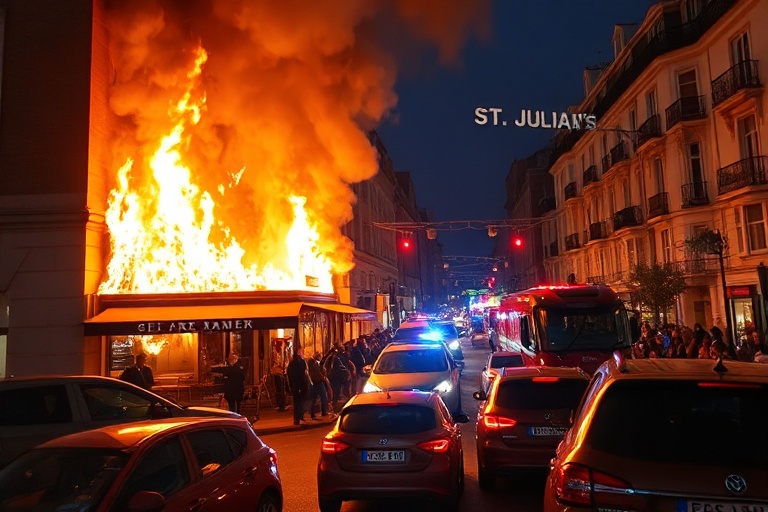 Malta St Julian’s Restaurant Blaze Causes Traffic Chaos