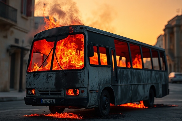 Malta Minibus Burns in Mellieħa Night Fire