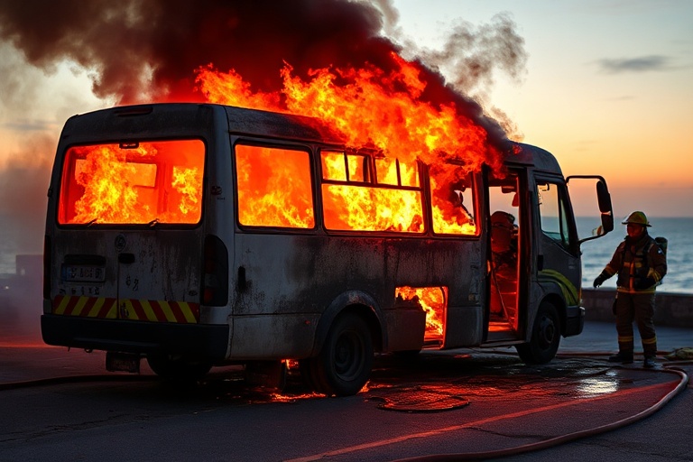 Malta Minibus Fire in Mellieħa: Tourists Escape Unharmed