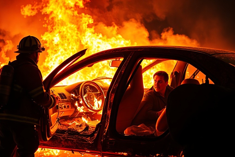 Malta Car Bursts into Flames on Mdina Road