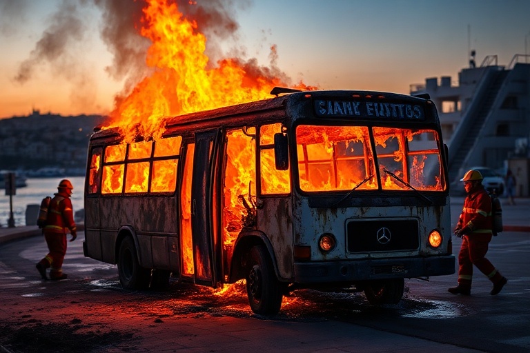 Malta Mellieħa Minibus Blaze: Fire Guts Vehicle, No Injuries
