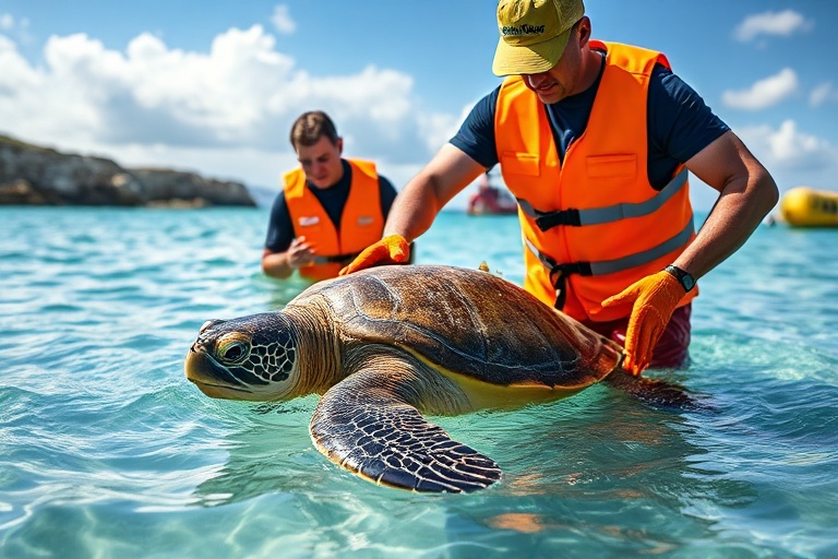 Malta Life Guards, Nature Trust volunteers rescue turtle in distress in Little Armier