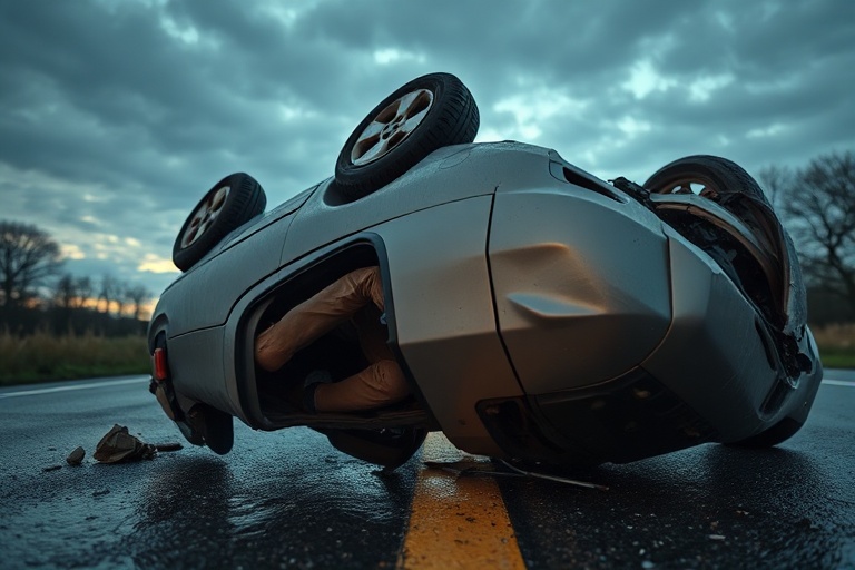 Malta Car Overturns on Birkirkara’s Triq il-Kbira