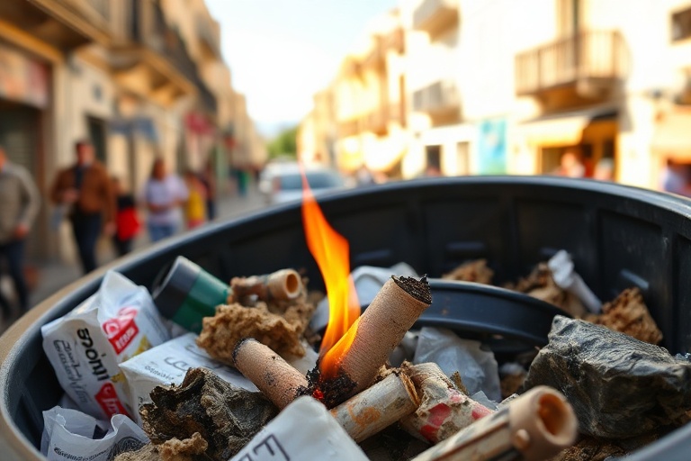 Malta Cigarette Butt Causes Bin Fire in Swieqi