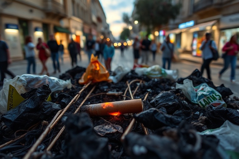 Malta Cigarette Butt Sparks Swieqi Bin Inferno