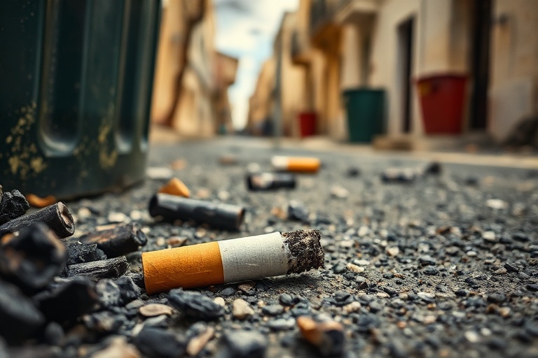 Malta Cigarette Butt Sparks Swieqi Bin Blaze