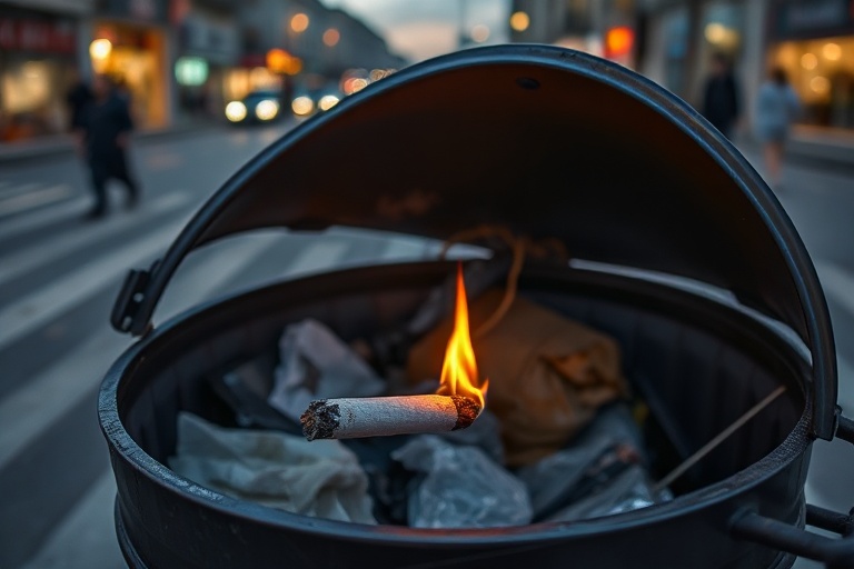 Malta Cigarette Butt Causes Major Bin Fire in Swieqi