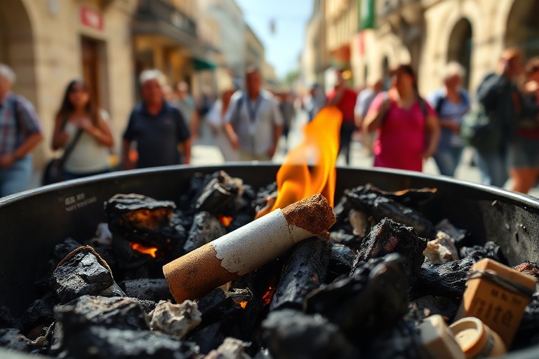 Malta Cigarette Butt Sparks Swieqi Bin Blaze