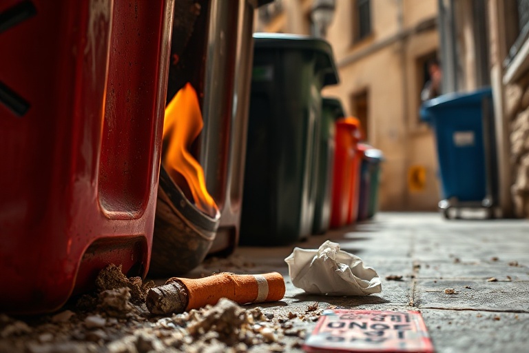 Malta Cigarette Butt Sparks Major Bin Fire in Swieqi