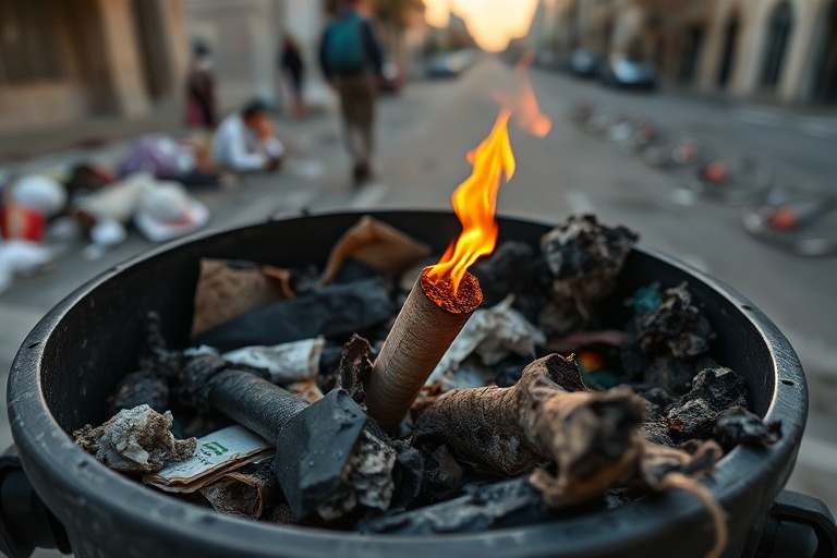 Malta Cigarette Butt Causes Major Bin Fire in Swieqi