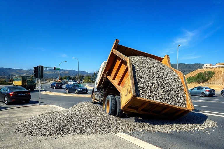 Malta Gravel Spill Chaos at Lija Roundabout