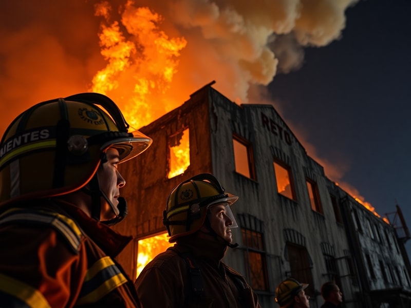 Malta Firefighters tackle blaze in old matches factory in Marsa