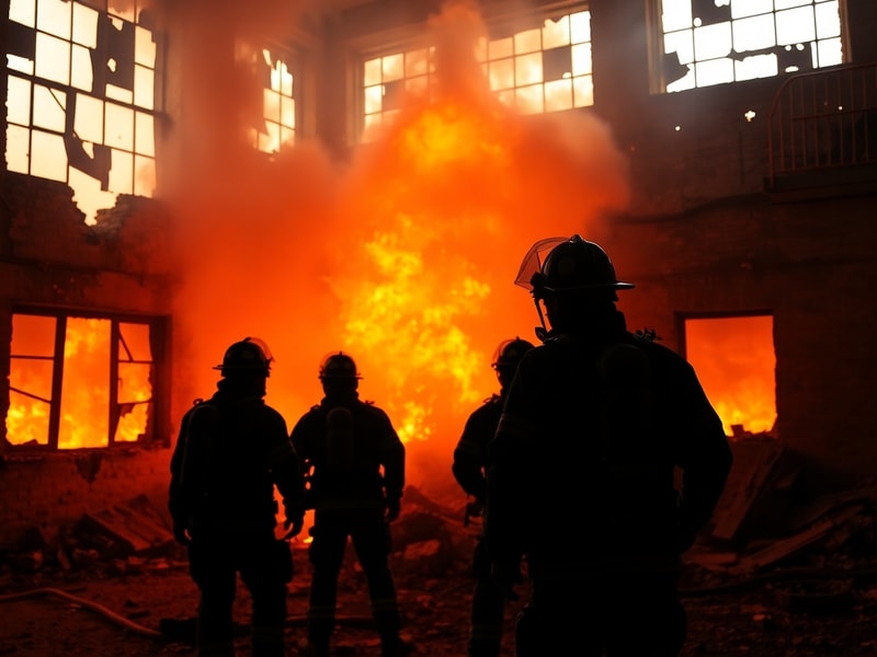 Malta Firefighters tackle blaze in old matches factory in Marsa