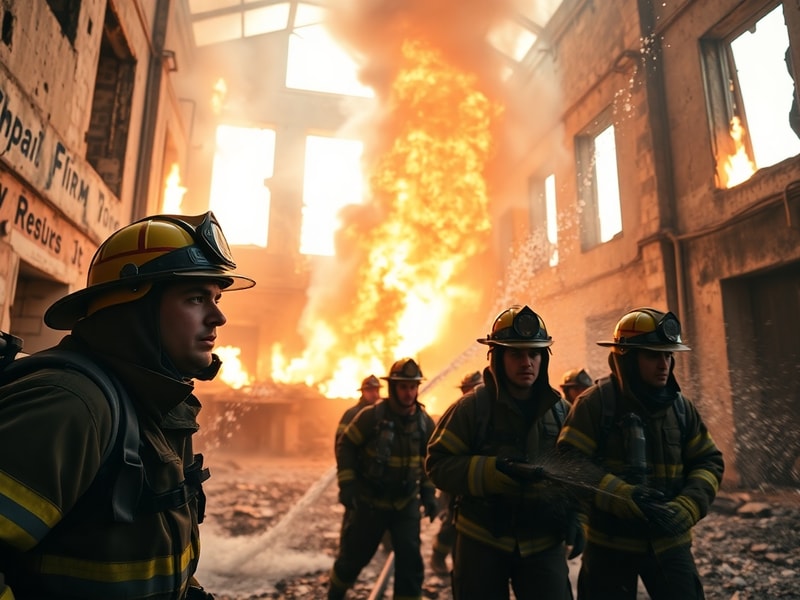 Malta Firefighters tackle blaze in old matches factory in Marsa
