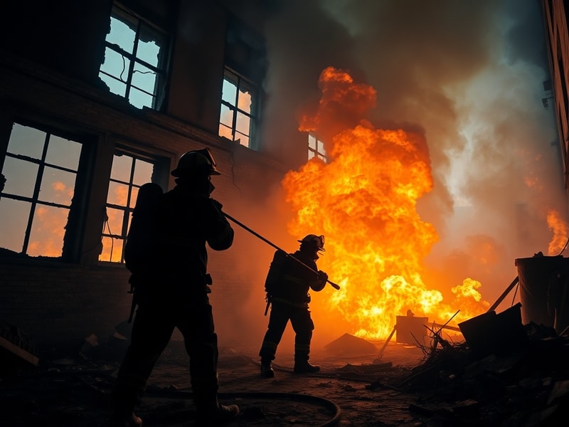 Malta Firefighters tackle blaze in old matches factory in Marsa