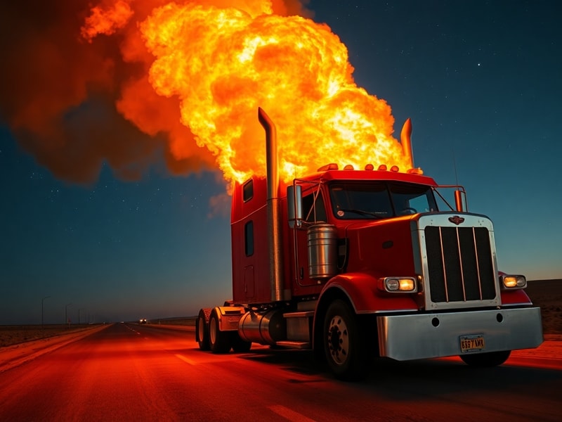 Malta Truck catches fire while driving along Marfa Road