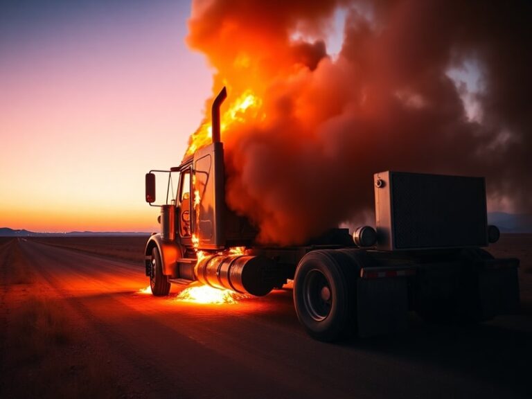 Malta Truck catches fire while driving along Marfa Road