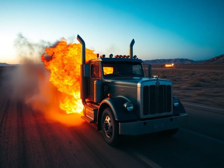 Malta Truck catches fire while driving along Marfa Road