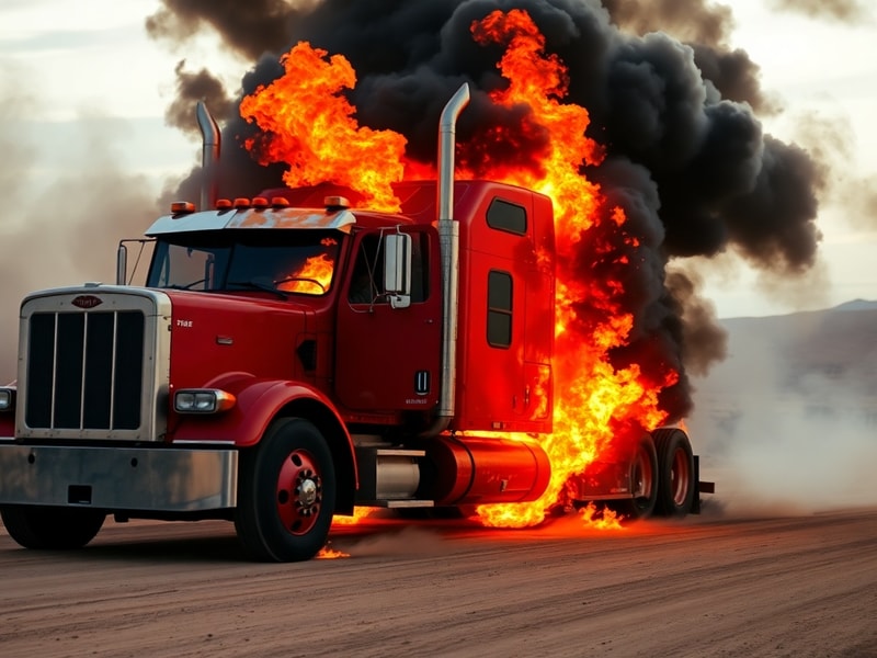 Malta Truck catches fire while driving along Marfa Road